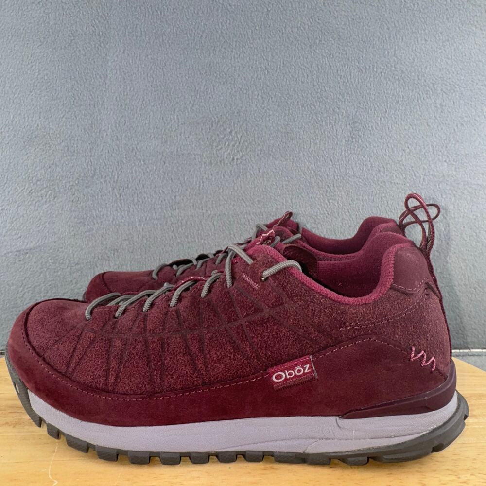 Oboz‎ Jeannette Low Hiking Shoes Red Suede Lace Up Women’s Size 6.5 US